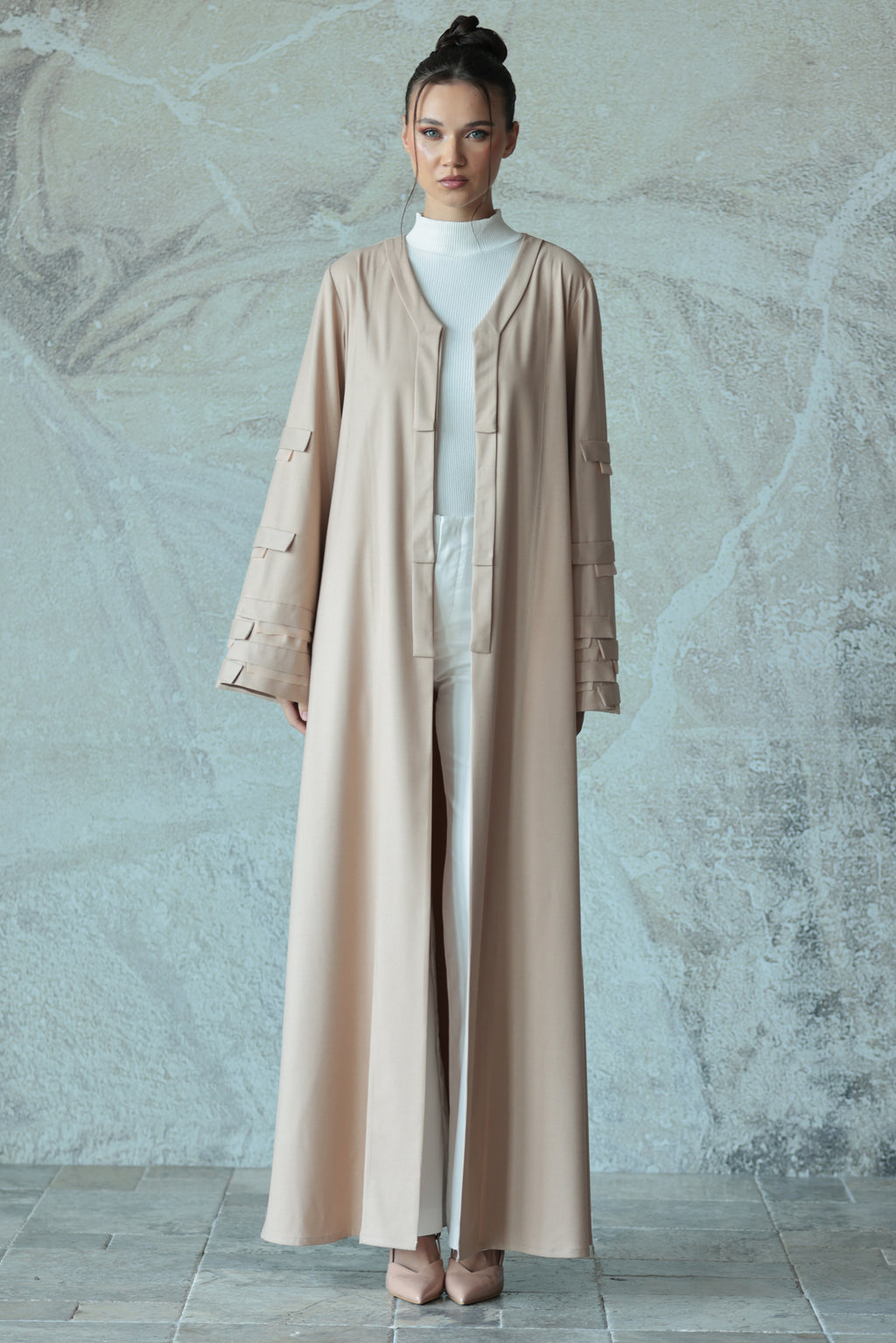 Beige Organza Abaya