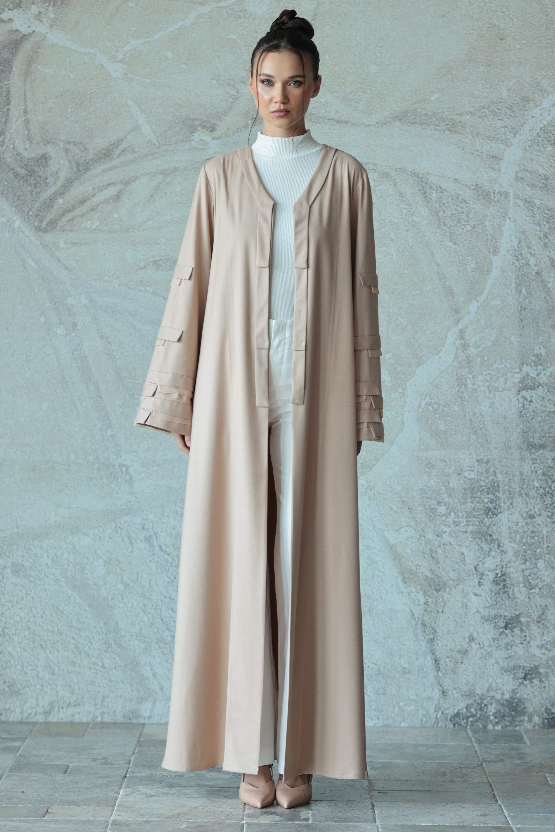 Beige Organza Abaya