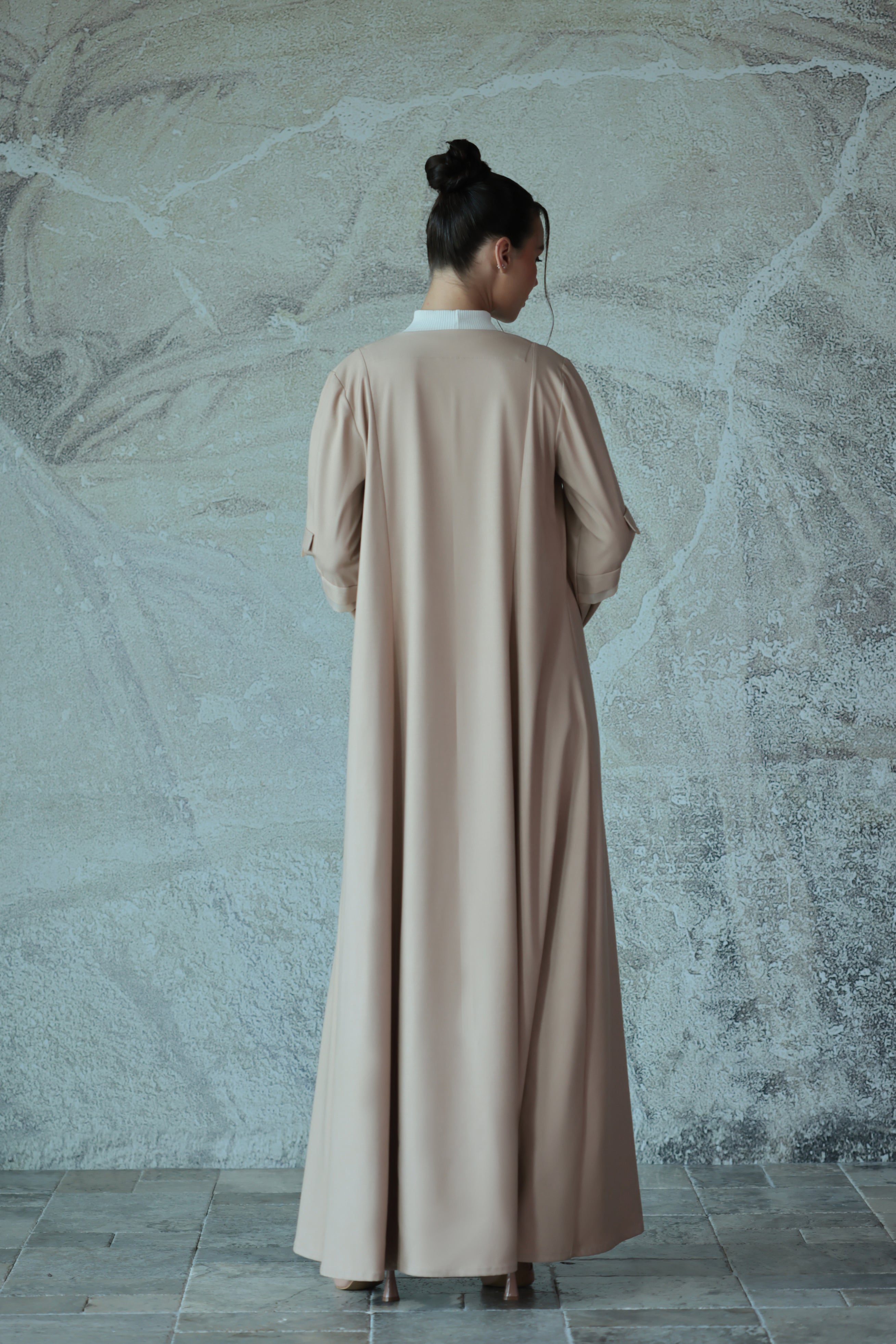 Beige Organza Abaya
