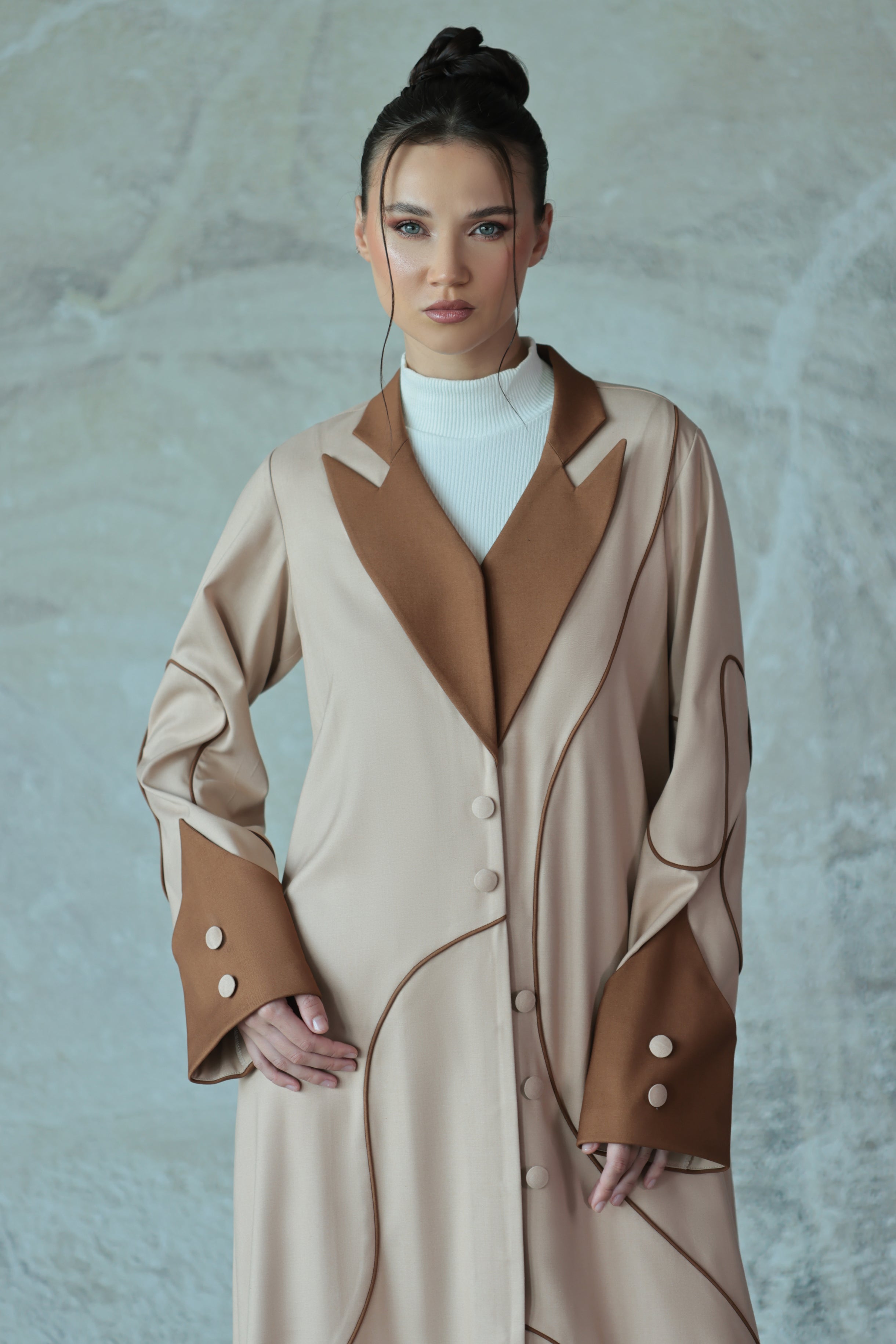 Beige Two-Tone Abaya