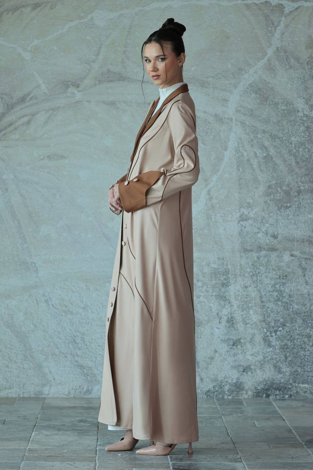 Beige Two-Tone Abaya