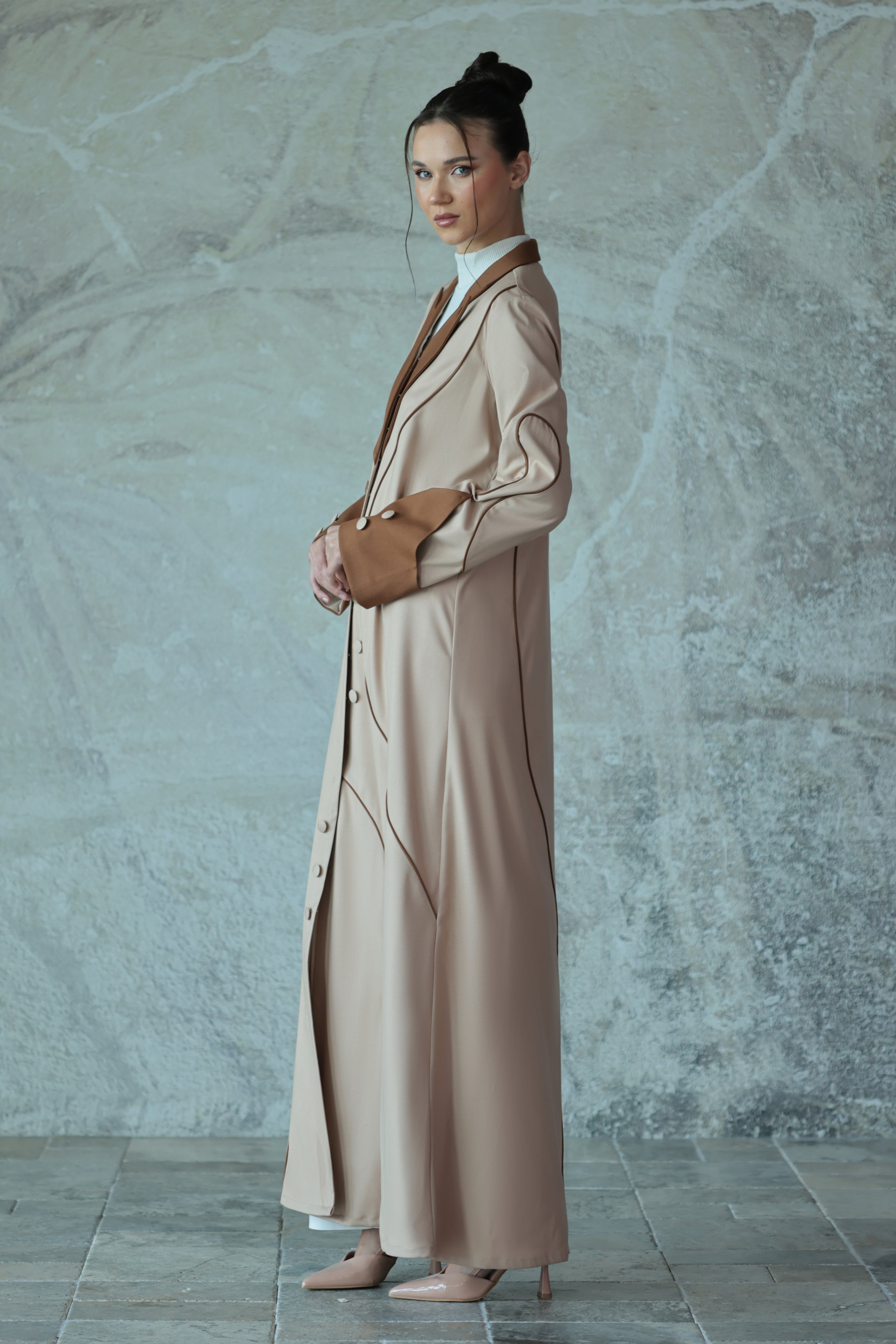 Beige Two-Tone Abaya