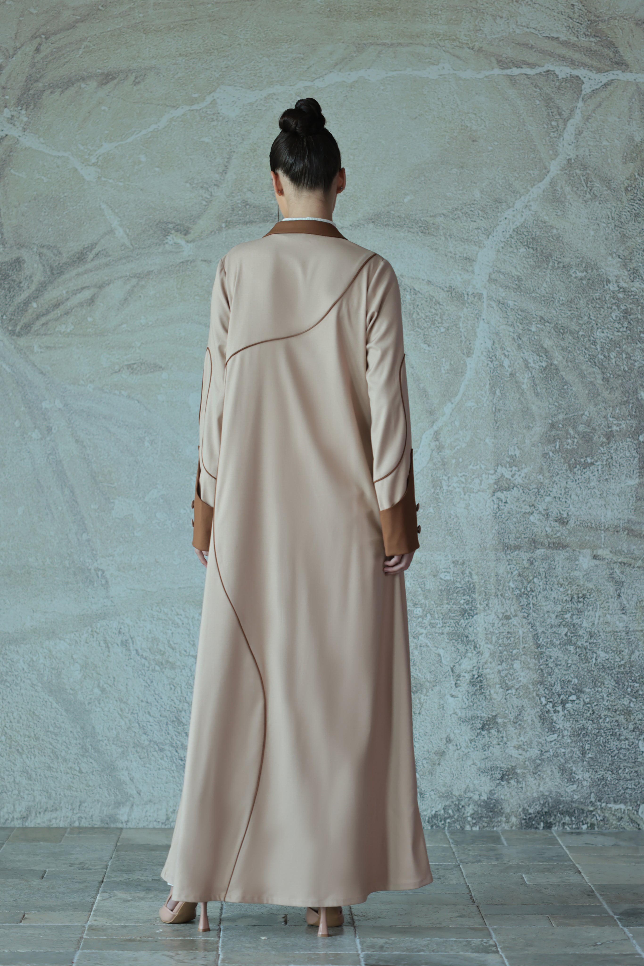 Beige Two-Tone Abaya