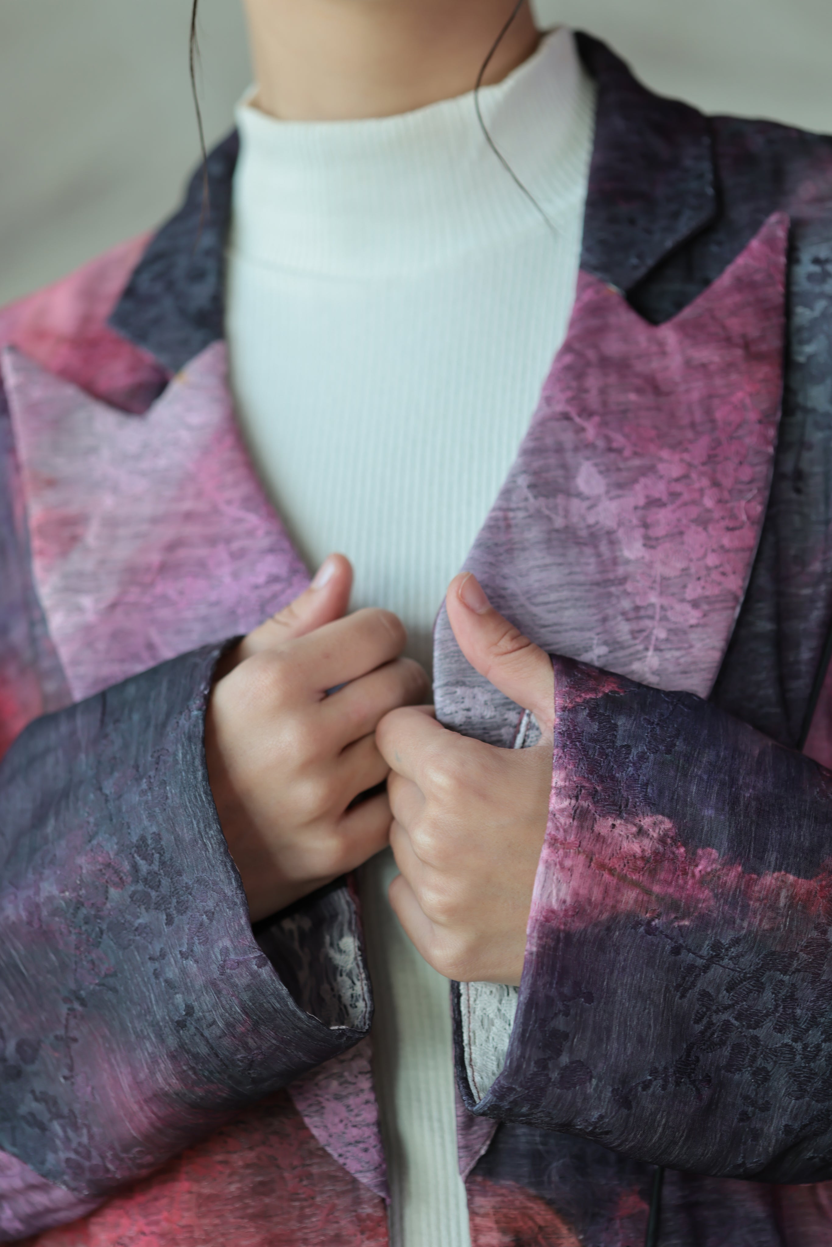 Printed Sculptural Organza Abaya