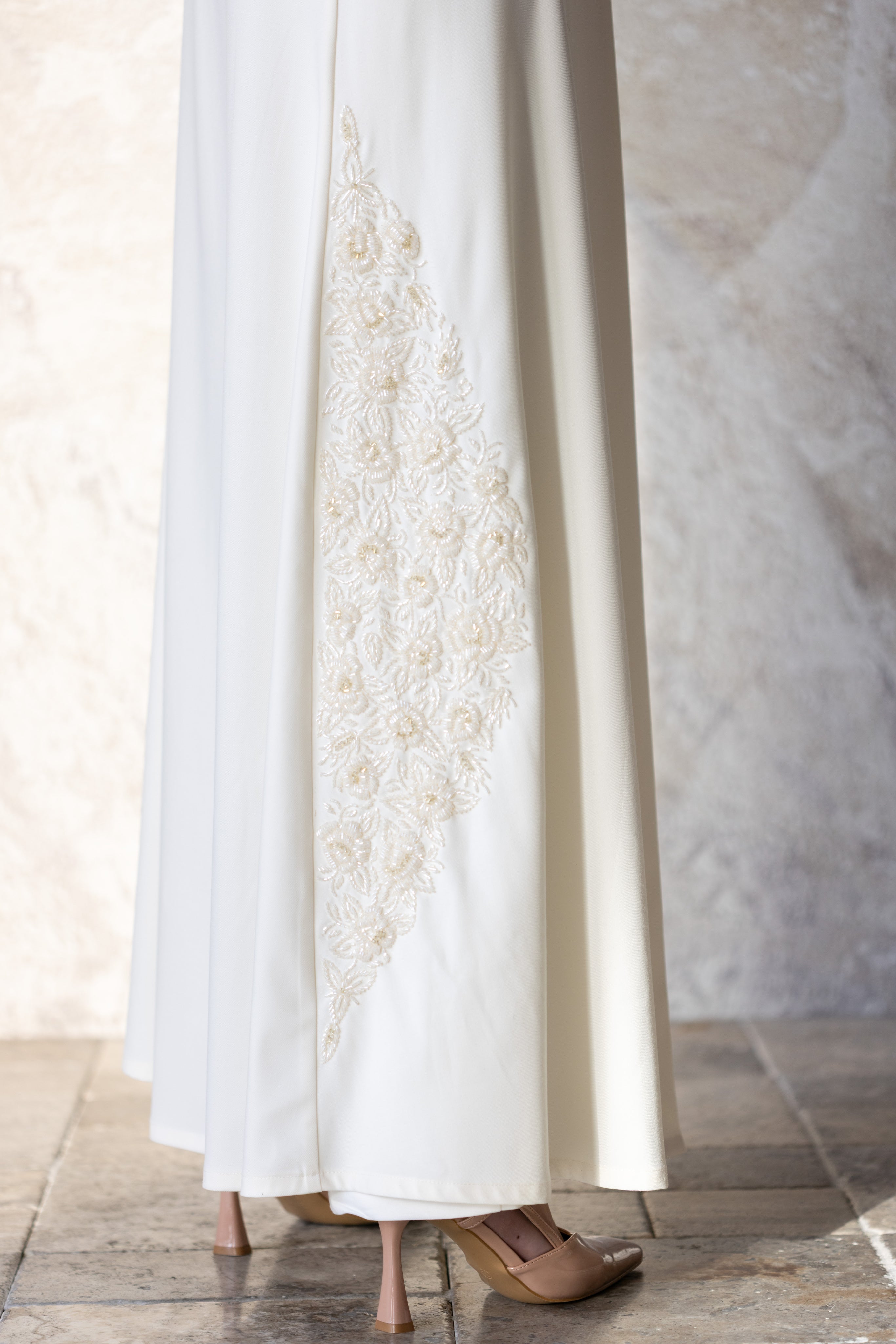 Cream Hand Embellishment Abaya