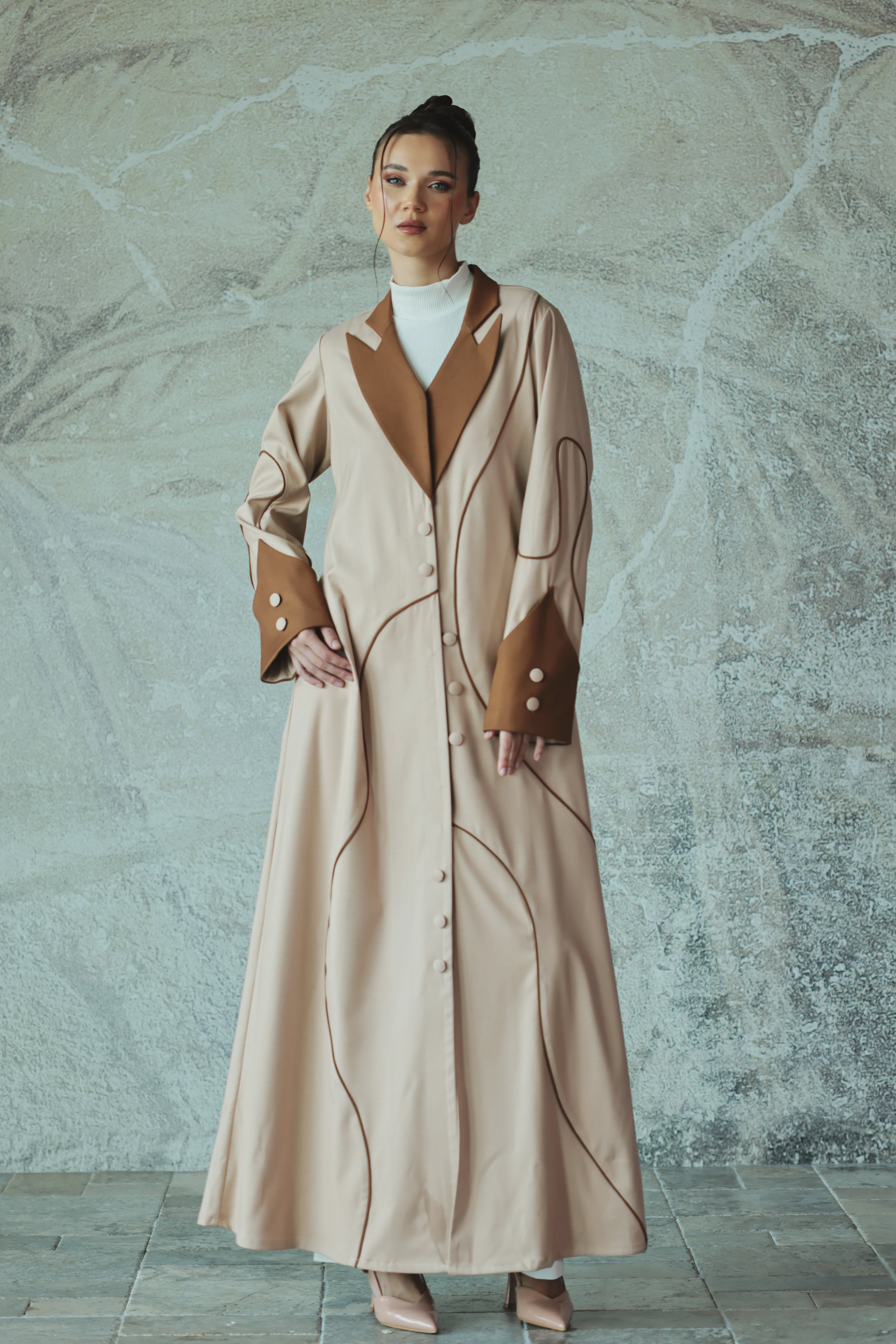Beige Two-Tone Abaya