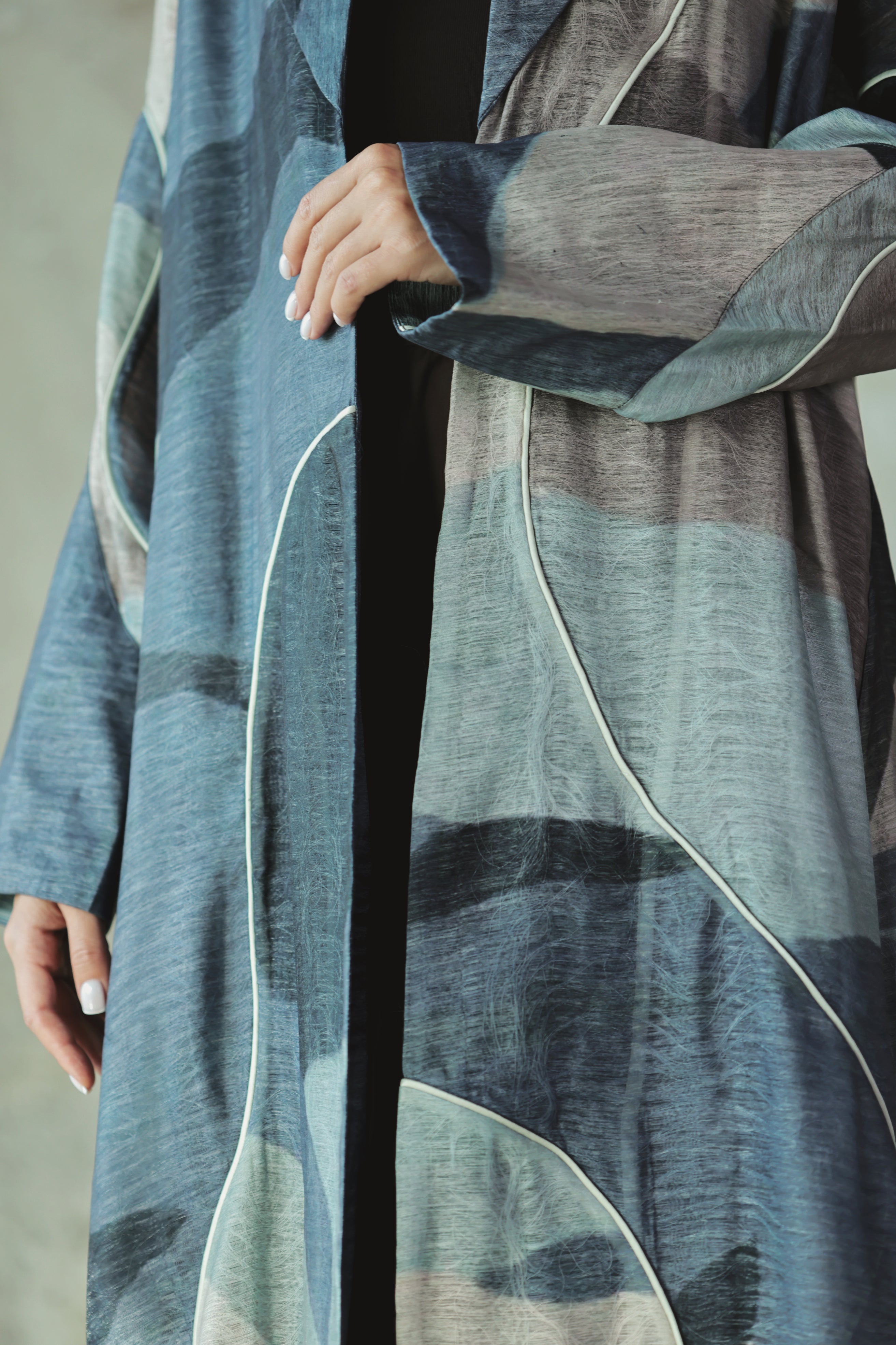 Printed Sculptural Organza Abaya